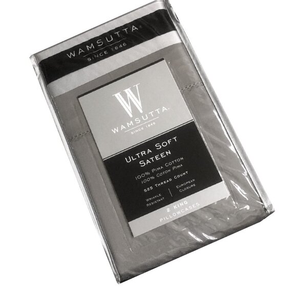 new GRAY Wamsutta Ultra Soft 525 TC 100% Cotton KING Pillowcases - Picture 1 of 4